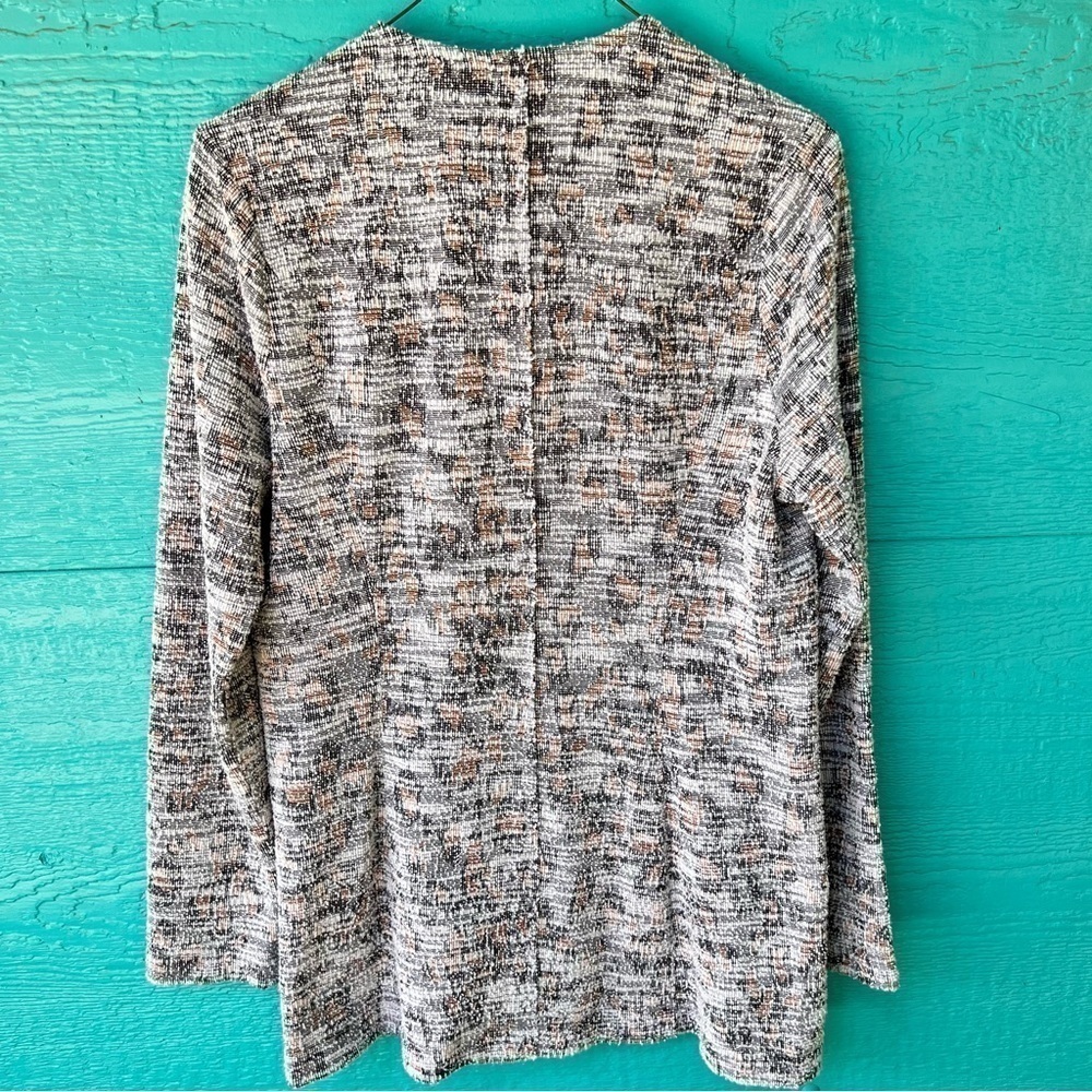 ANTHROPOLOGIE SCANDI MINIMALIST TWEED LONGLINE ZIPPER CARDIGAN POCKETS SMALL EUC - Picture 11 of 12